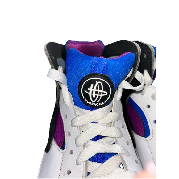 Nike Boys 5.5Y Air Flight Huarache 705281-100 White Purple Blue Running Shoes - Picture 6 of 9